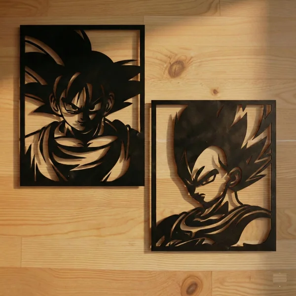 Goku & Vegeta "Saiyan Rivals" Minimalist Wall Decor Set