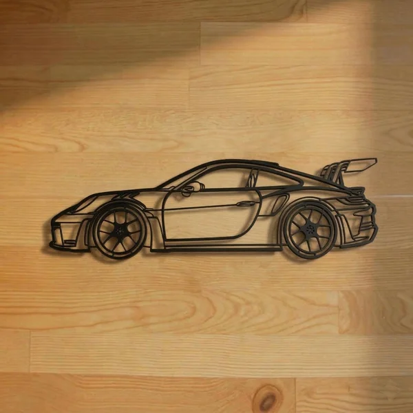 Track Car Side View Metal Art