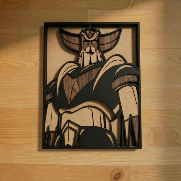 Retro Super Robot 3D Wood Art